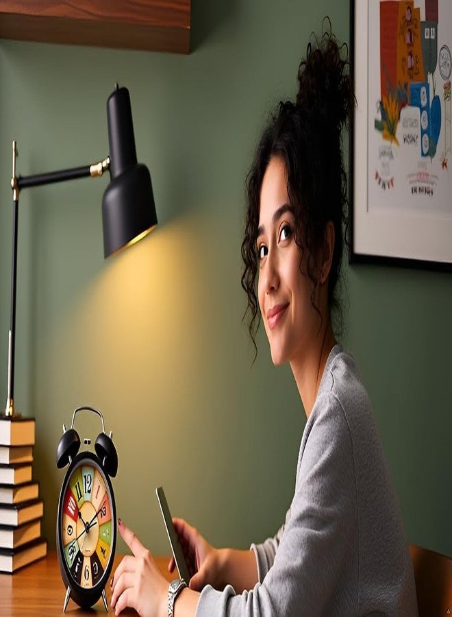 ساعة منبه طاولة معدنية عتيقة الطراز من سوبيكو، مزودة بجرسين وشاشة عرض تناظرية وإضاءة LED ليلية، وساعة منبه ثقيلة وعالية الصوت، مثالية لغرف نوم الطلاب والأطفال (أسود) - Image 3
